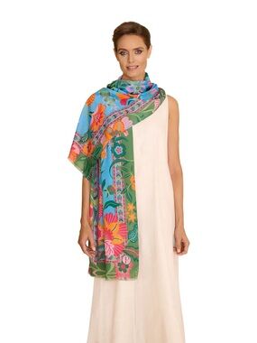 NWT Powder Uk - Colorful Floral Print Cotton  Scarf